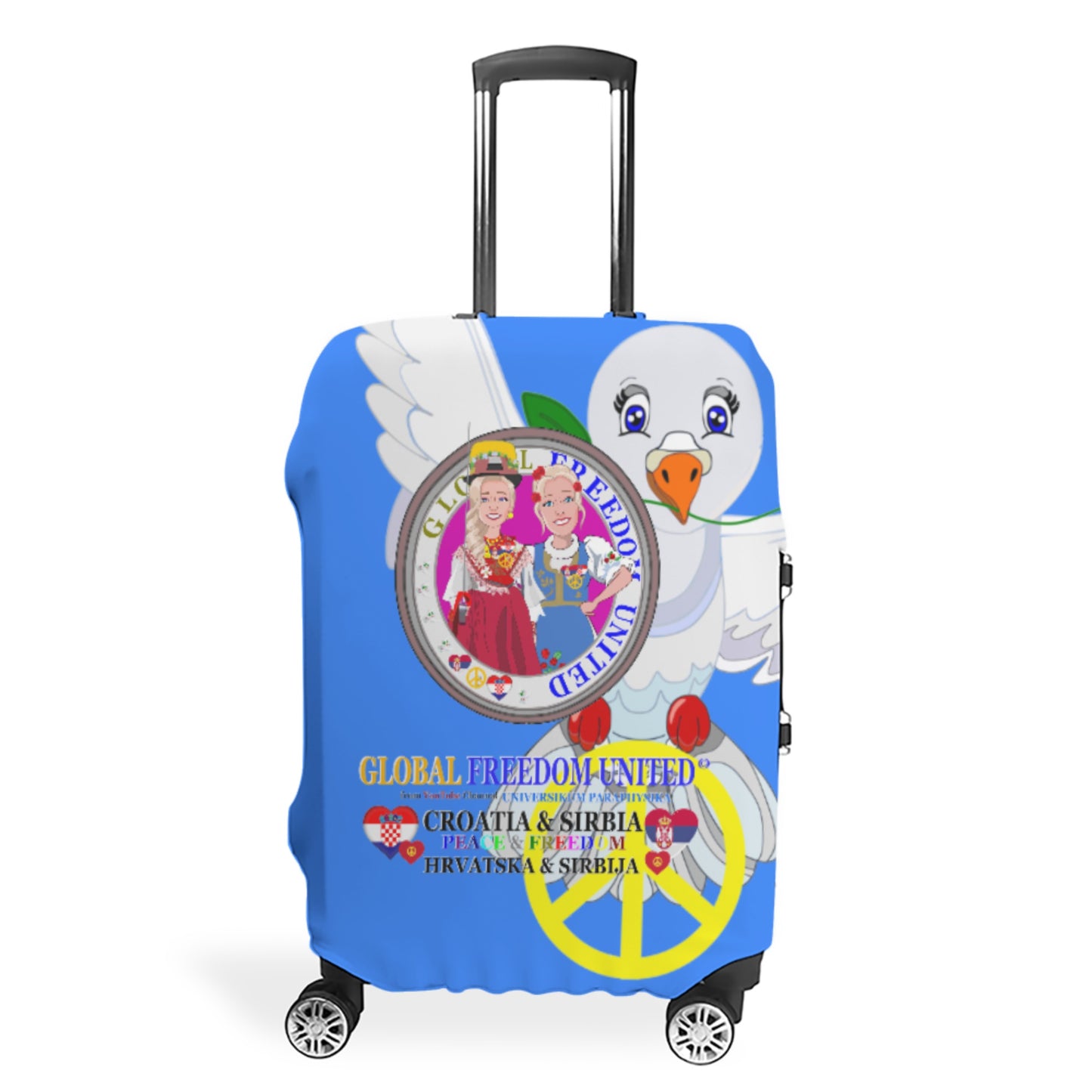 Lugguage Cover Global Freedom United Women Croatia & Serbia Old Peace Blue