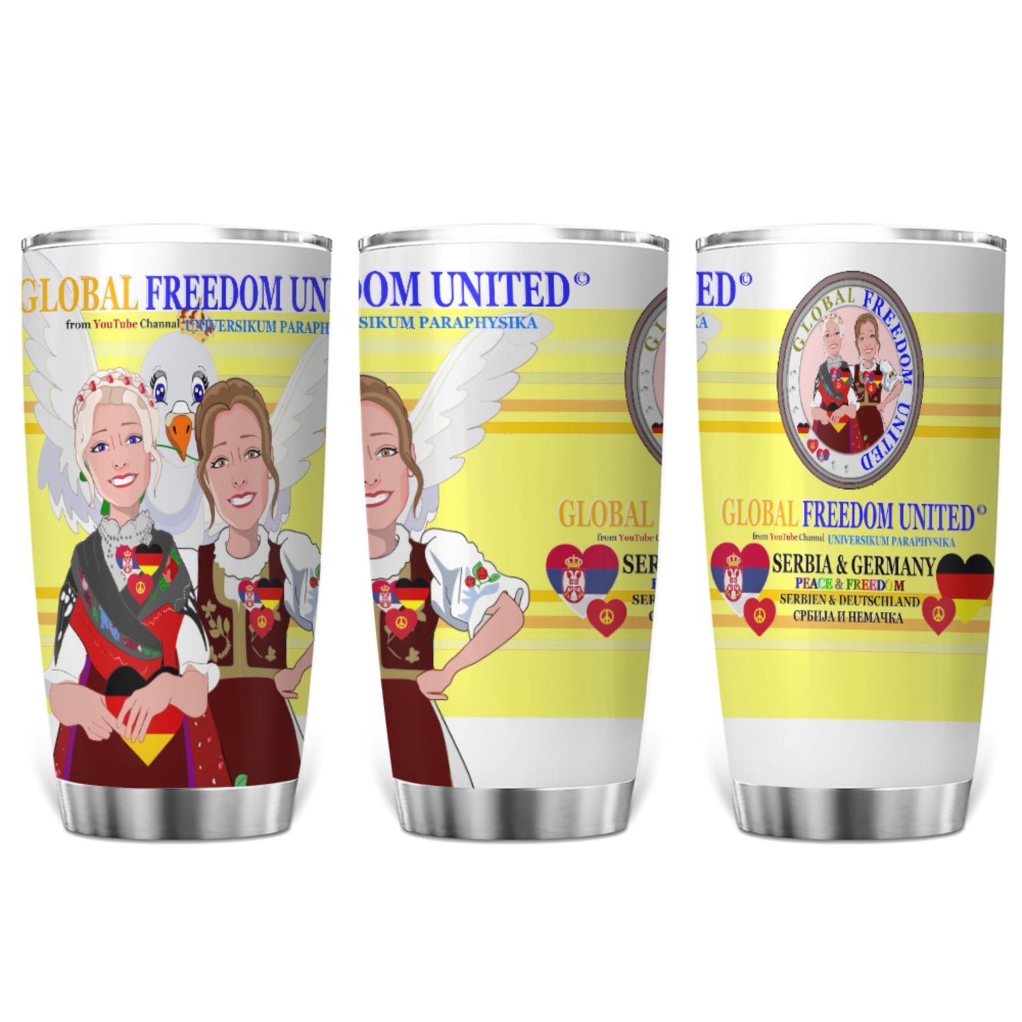 Tumbler GLOBAL FREEDOM UNITED© Women Serbia & Germany Yellow