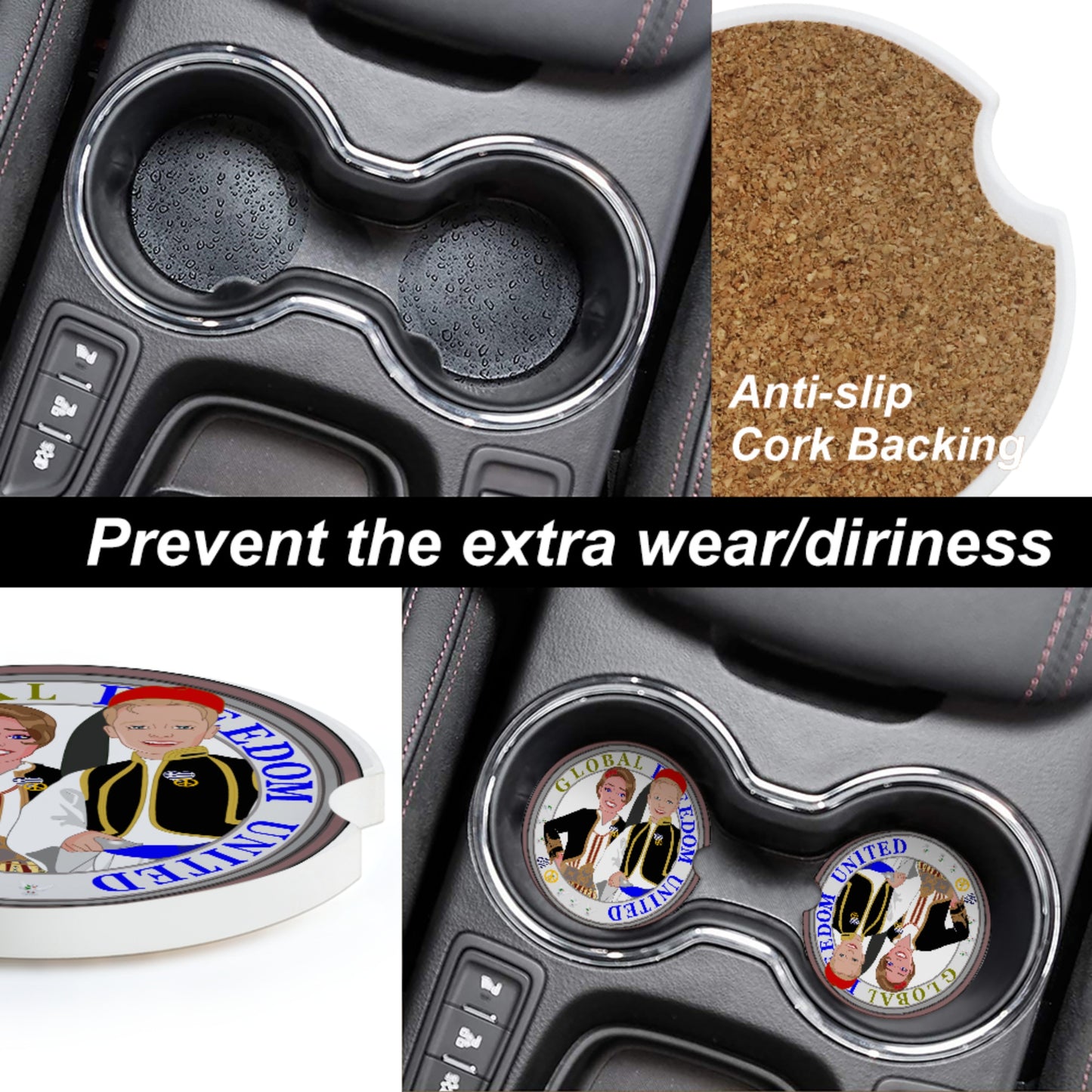 Ceramic Car Coaster GLOBAL FREEDOM UNITED© Couple Edition Greece