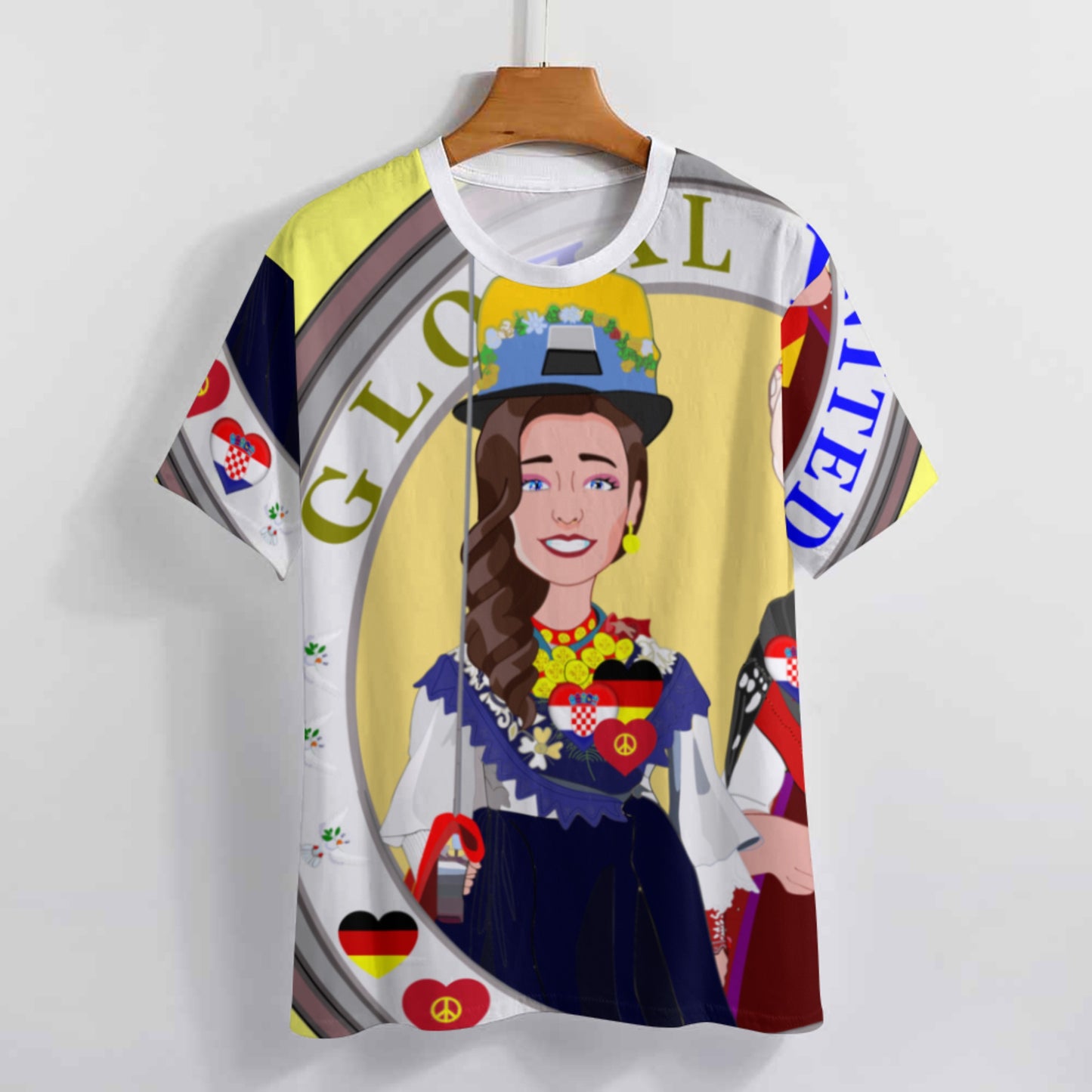 Women´s T-shirt GLOBAL FREEDOM UNITED© Women Croatia & Germany V2 1  Yellow