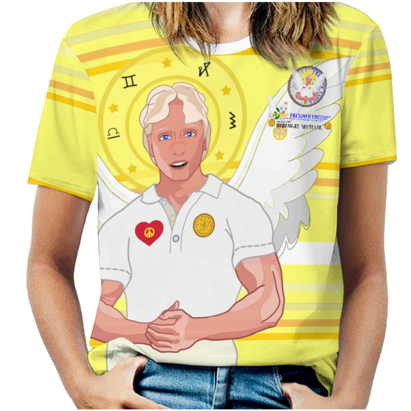 Women´s T-shirt Global Freedom United Archangel Michael German Yellow