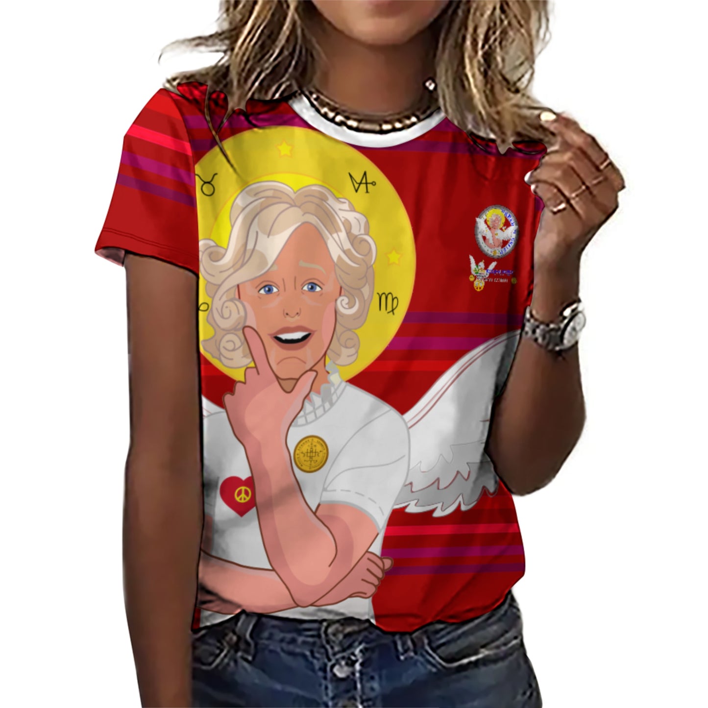 Women´s T-shirt 2 GLOBAL FREEDOM UNITED© Archangel Gabriel German Red