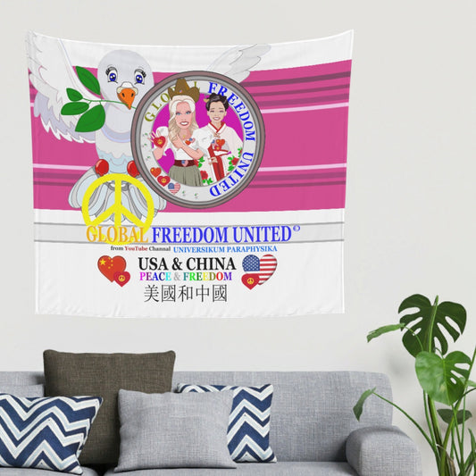 Tapestry Global Freedom United Women Usa & China Old Peace Pink