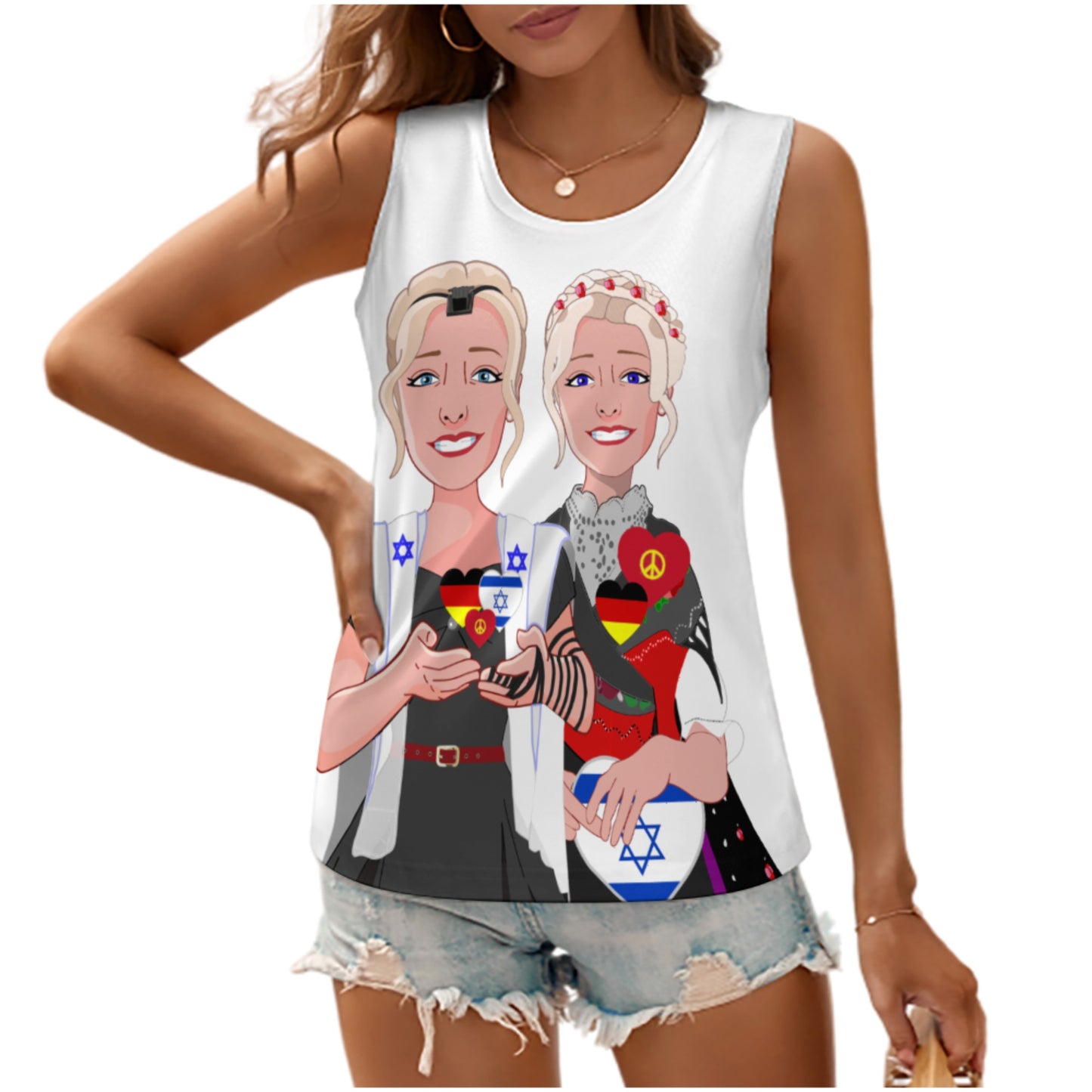 Crewneck Halter Vest GLOBAL FREEDOM UNITED© Women Israel & Germany Big