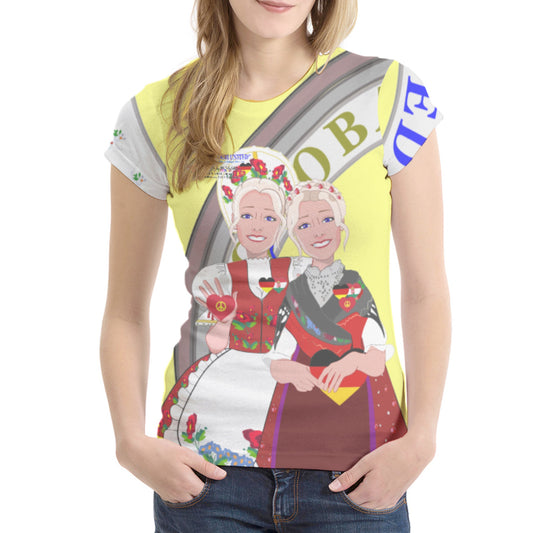 Women´s T-shirt 2 GLOBAL FREEDOM UNITED© Women Germany & Hungary Yellow