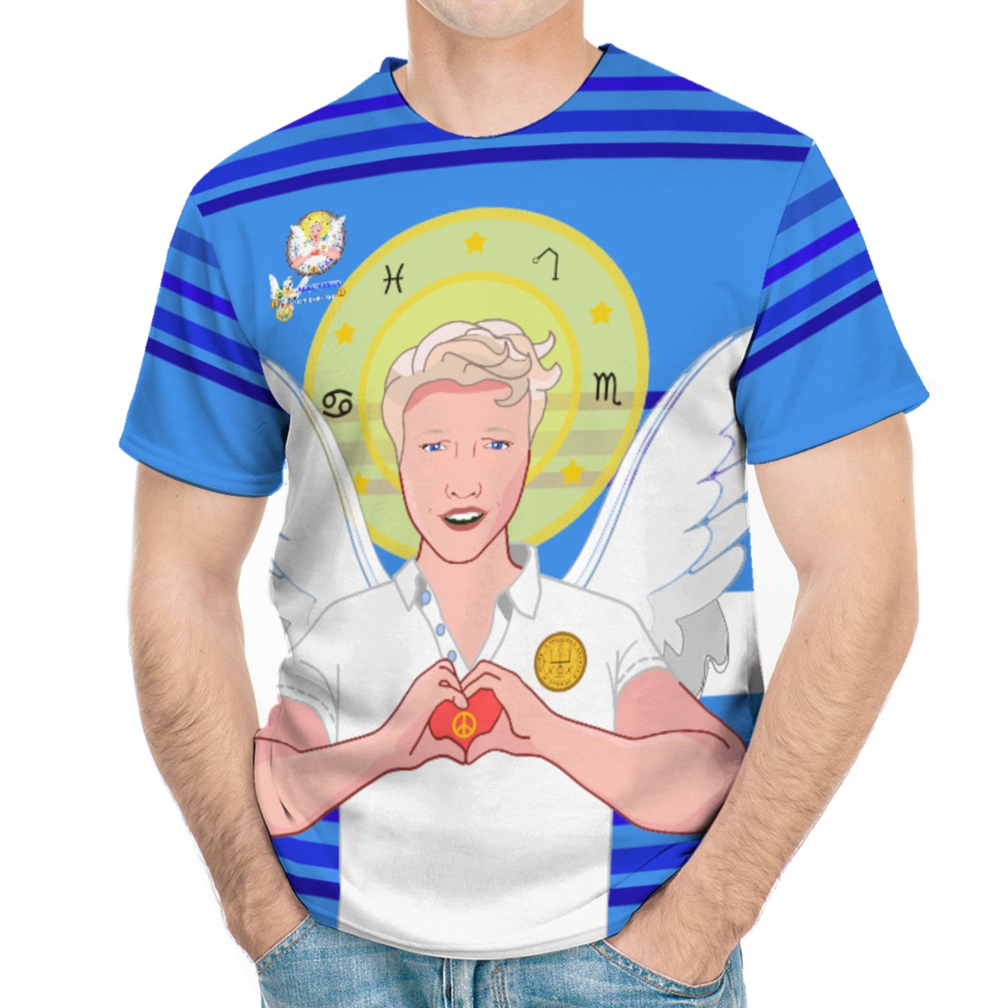 Men´s T-shirt Global Freedom United Archangel Raphael German Deep Blue