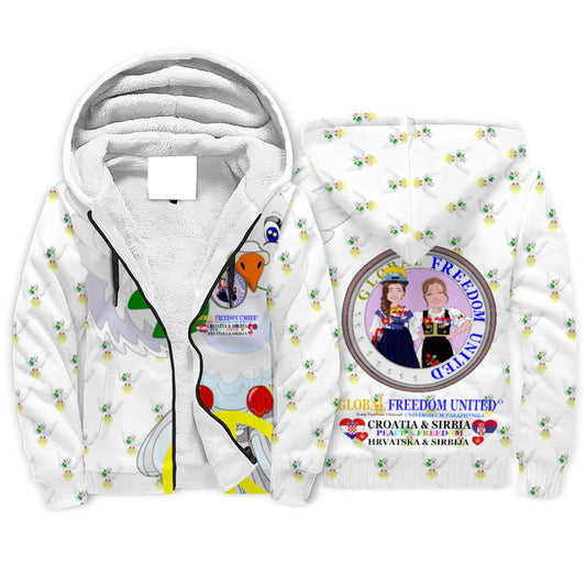 Plush Hoodie GLOBAL FREEDOM UNITED© Women Croatia & Serbia V1 Wight