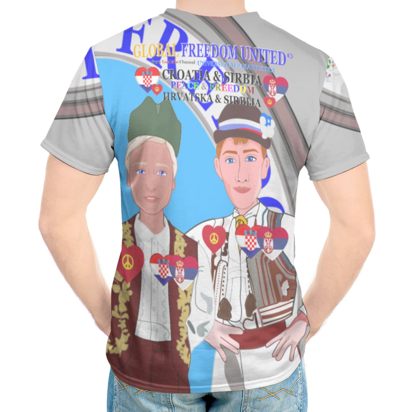 Men´s T-shirt GLOBAL FREEDOM UNITED© Men Croatia & Serbia Grey