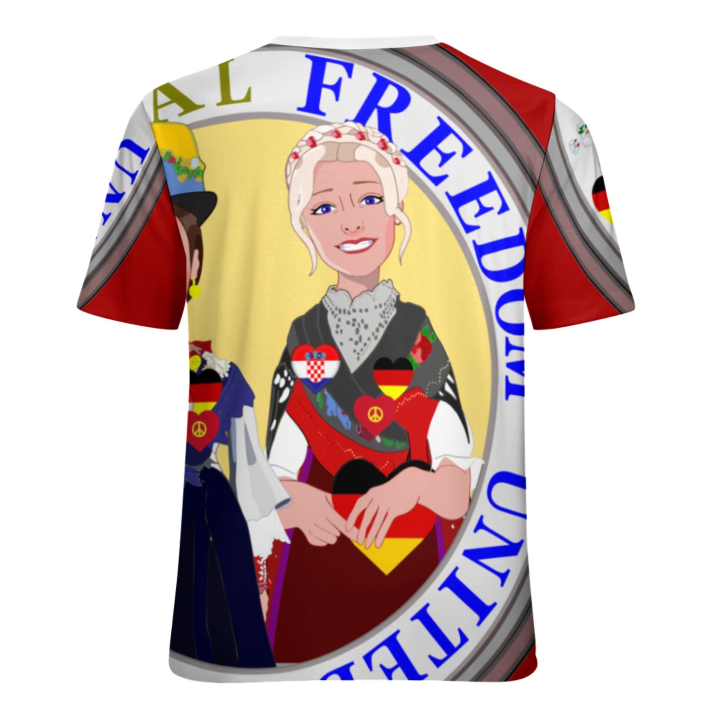 Women´s T-shirt GLOBAL FREEDOM UNITED© Women Croatia & Germany V2 1 Red