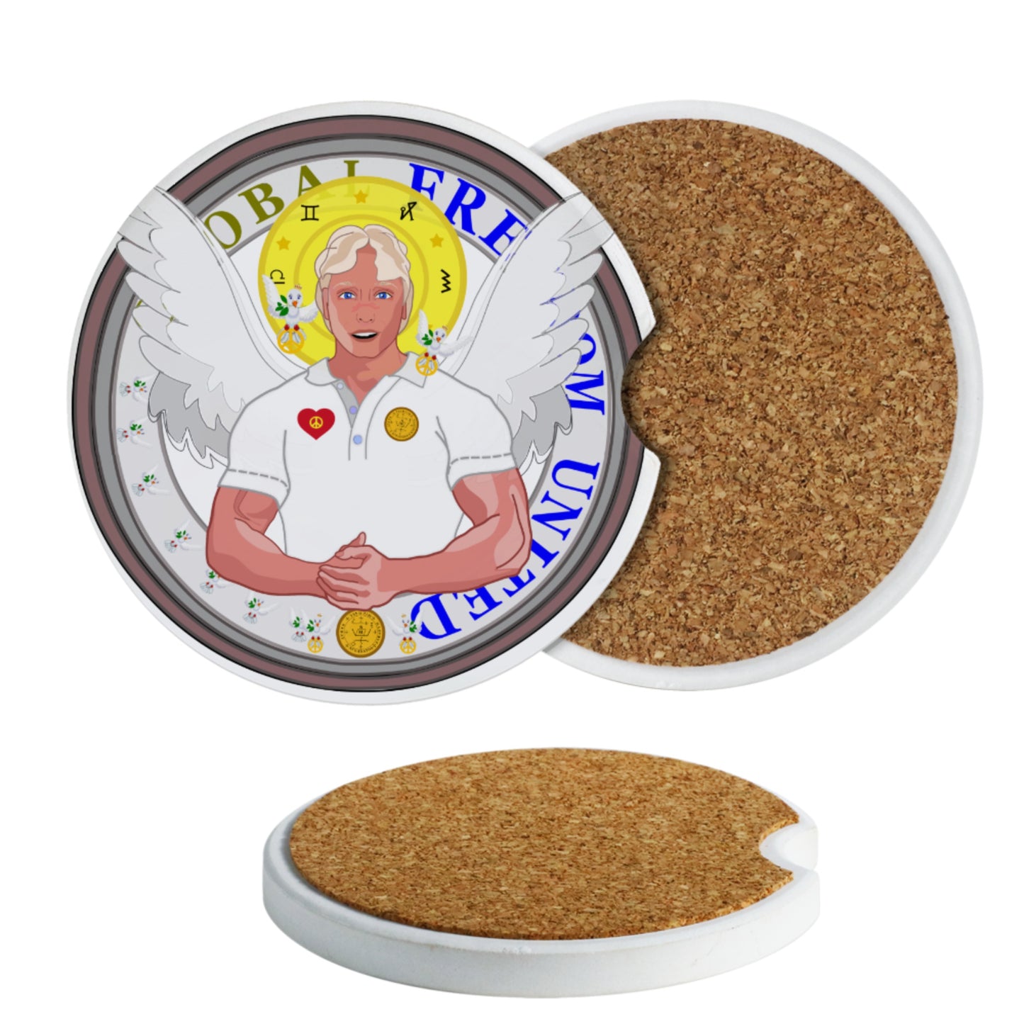 Ceramic Car Coaster Global Freedom United Archangel Michael