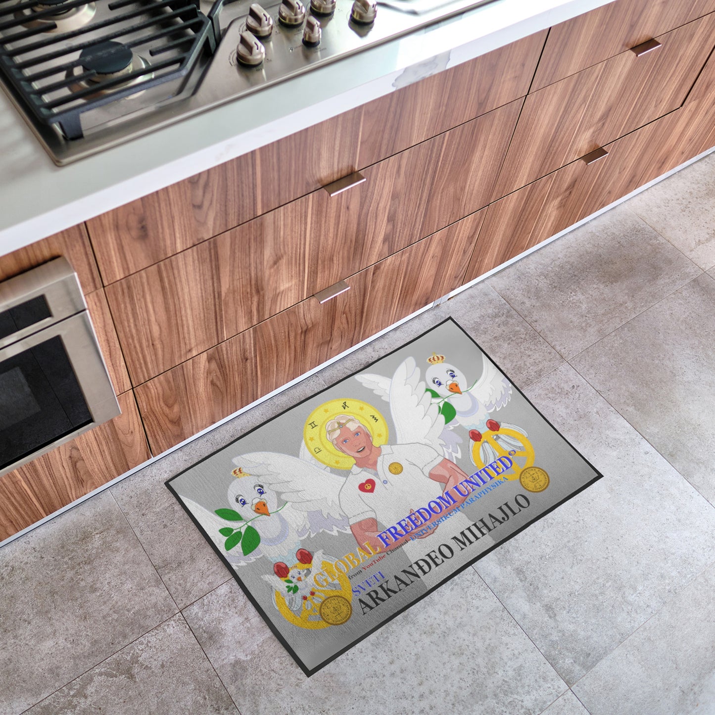 Door Mat Global Freedom United Archangel Michael Croatia V2 Grey