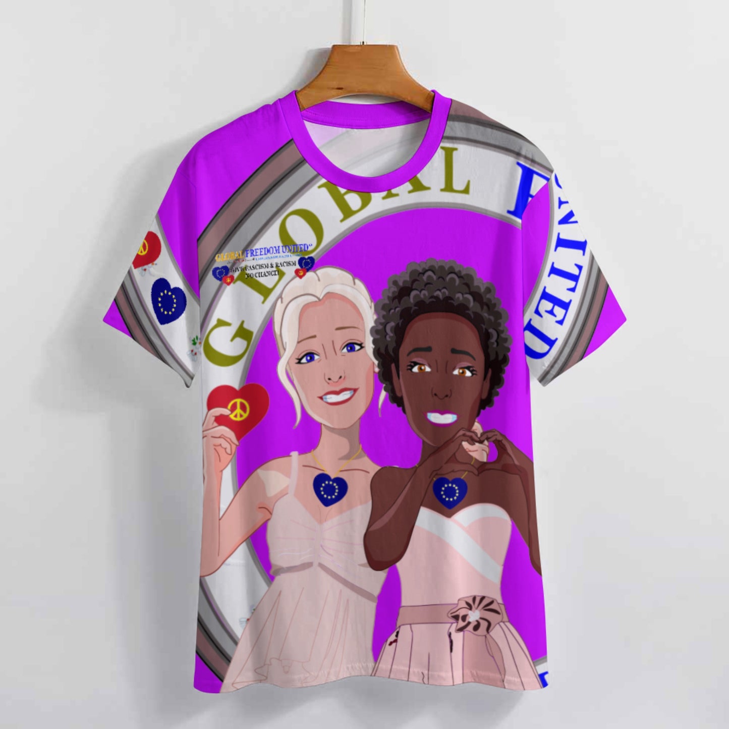 Women´s T-shirt 3 GLOBAL FREEDOM UNITED© Anti Fascism & Racism EU Lilac