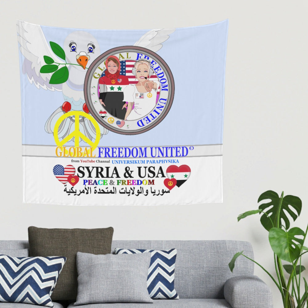 Tapestry Global Freedom United Women Syria & Usa Old Peace Light Blue