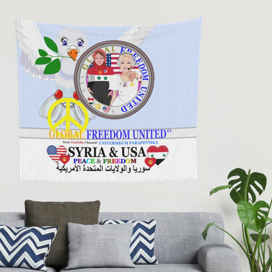 Tapestry Global Freedom United Women Syria & Usa Old Peace Light Blue