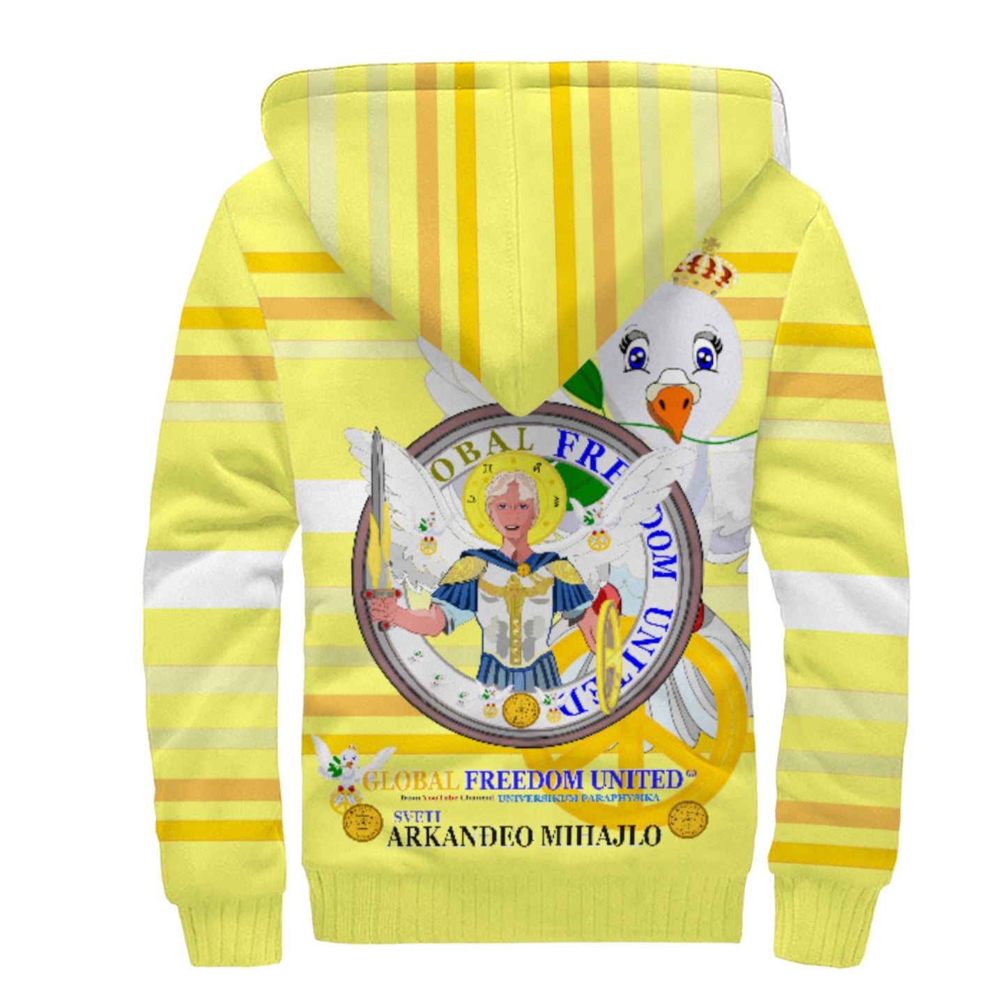 Plush Hoodie Global Freedom United Archangel Michael Croatia V1 Yellow