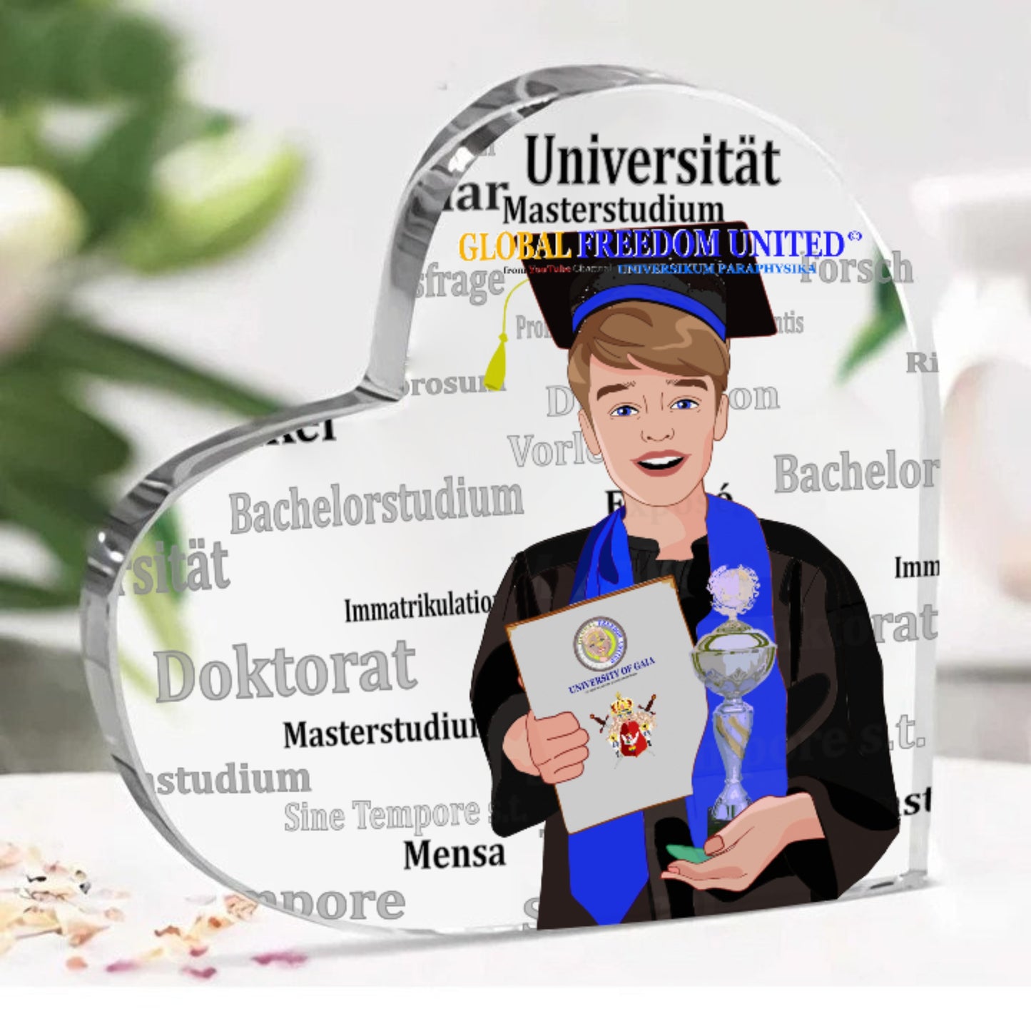 Acryl Heart Global Freedom United Student Boy Silver Place Brown Hair 1