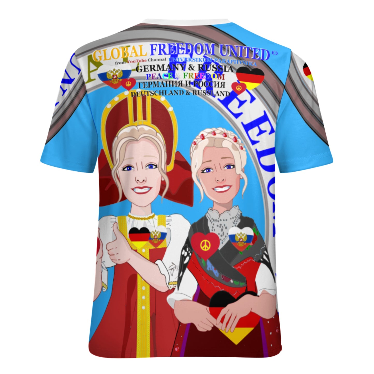 Women´s T-shirt 3 GLOBAL FREEDOM UNITED© Women RUSSIA & GERMANY Blue
