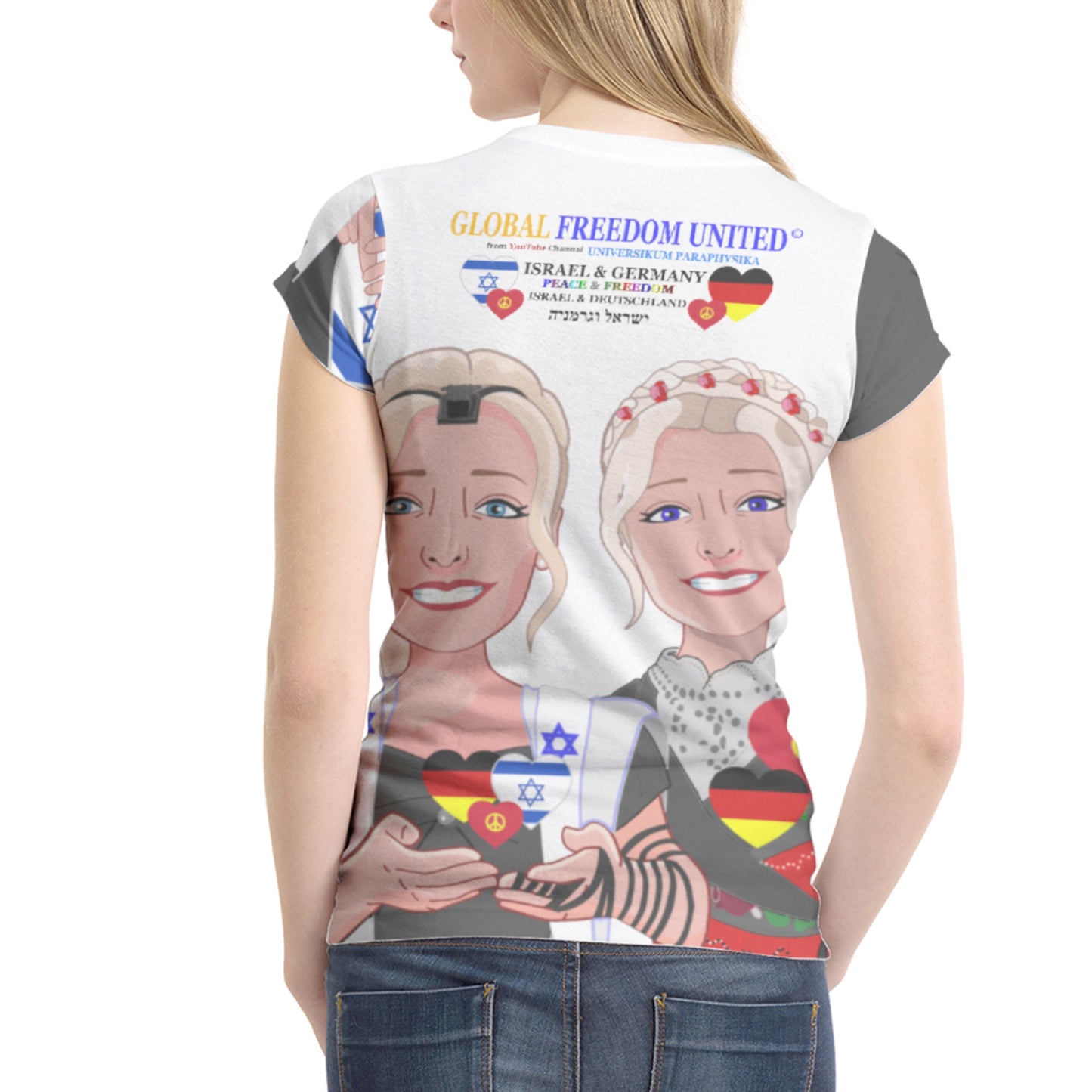 Women´s T-shirt GLOBAL FREEDOM UNITED© Israel & Germany Old Peace Big