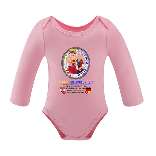 Baby Long-sleeve Bodysuit GLOBAL FREEDOM UNITED© Girl Croatia & Germany Blond Hair