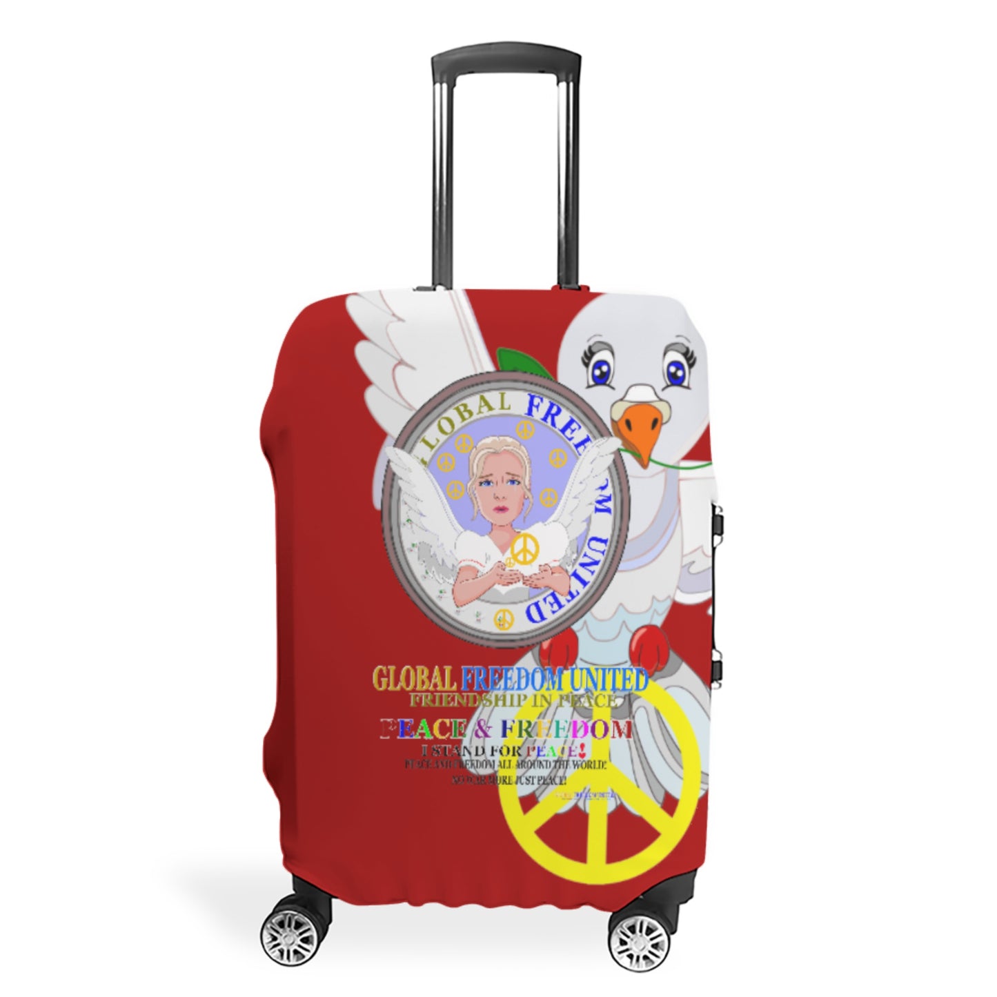 Luggage Cover Global Freedom United Women Angel Of Peace Red