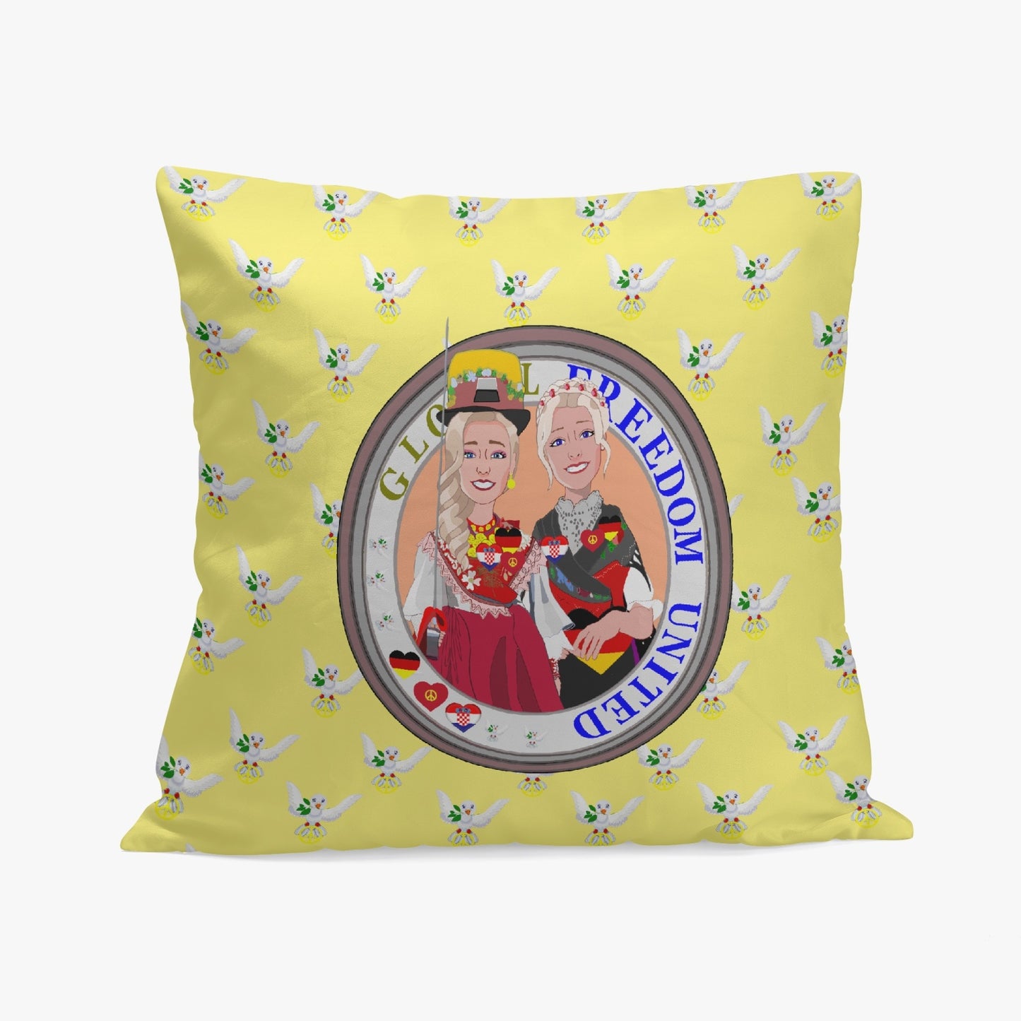 GLOBAL FREEDOM UNITED© Women CROATIA & GERMANY VERSION 2 18'' Square Pillow Cover