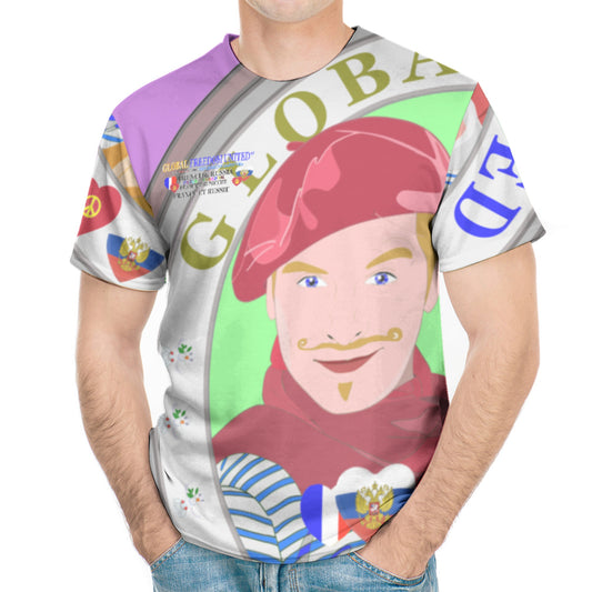 Men´s T-shirt GLOBAL FREEDOM UNITED© French & Russia Old Peace Lilac Version 2