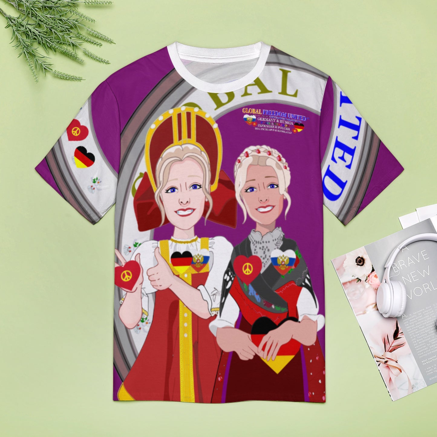 Women´s T-shirt 3 GLOBAL FREEDOM UNITED© Women RUSSIA & GERMANY Lilac