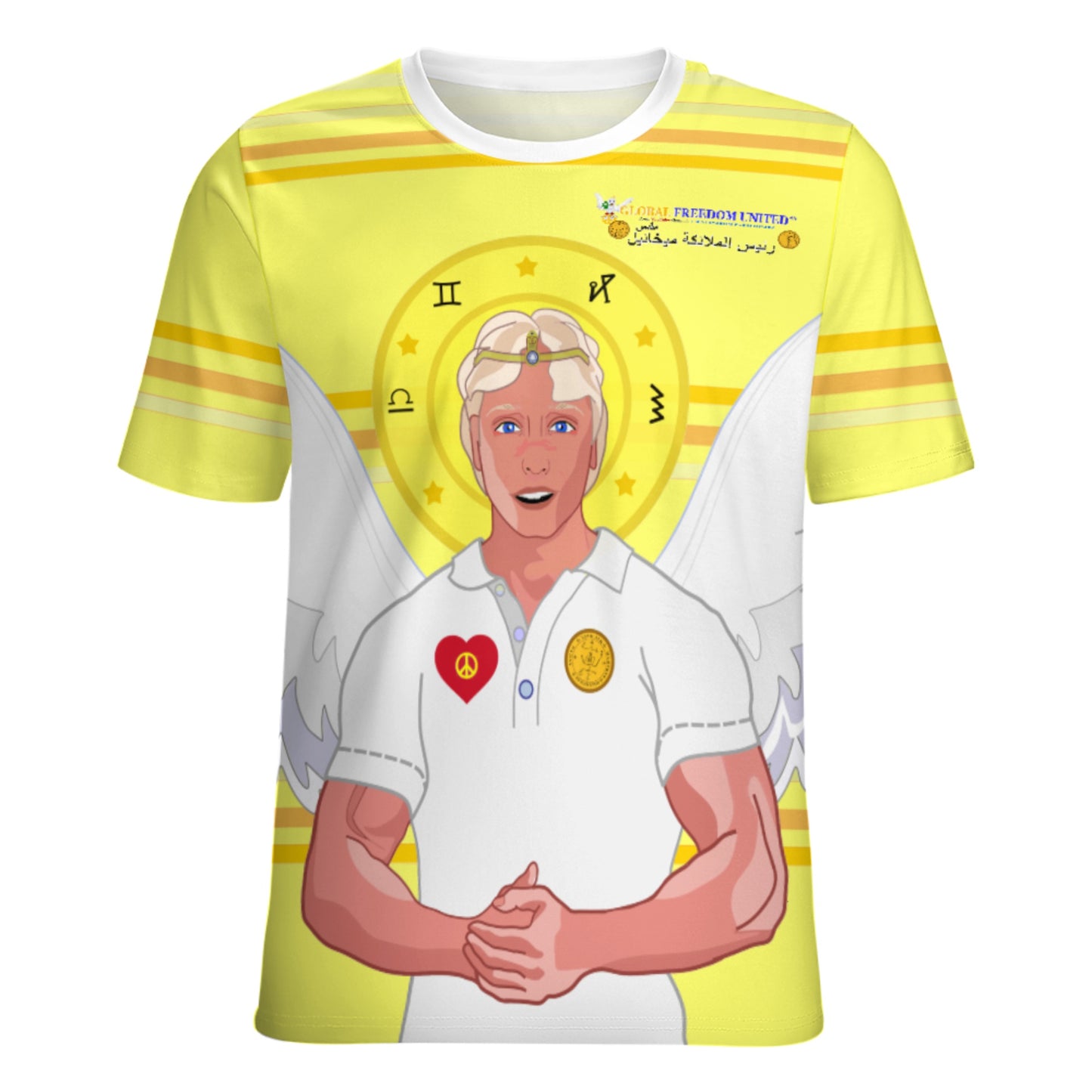 Women´s T-shirt Global Freedom United Archangel Michael Arabic V2 Yellow