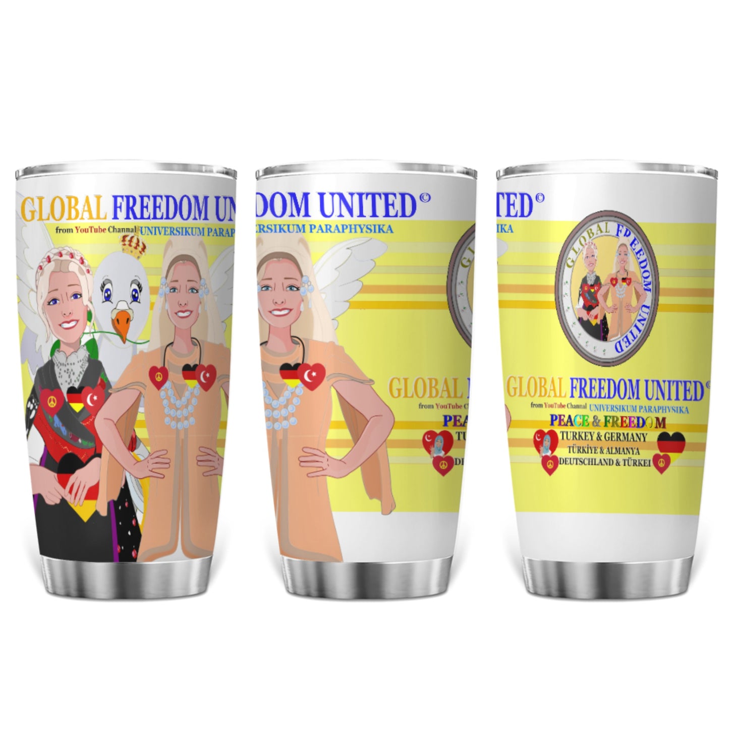 Tumbler Global Freedom United Women Germany & Turkey Old Peace Light Yellow