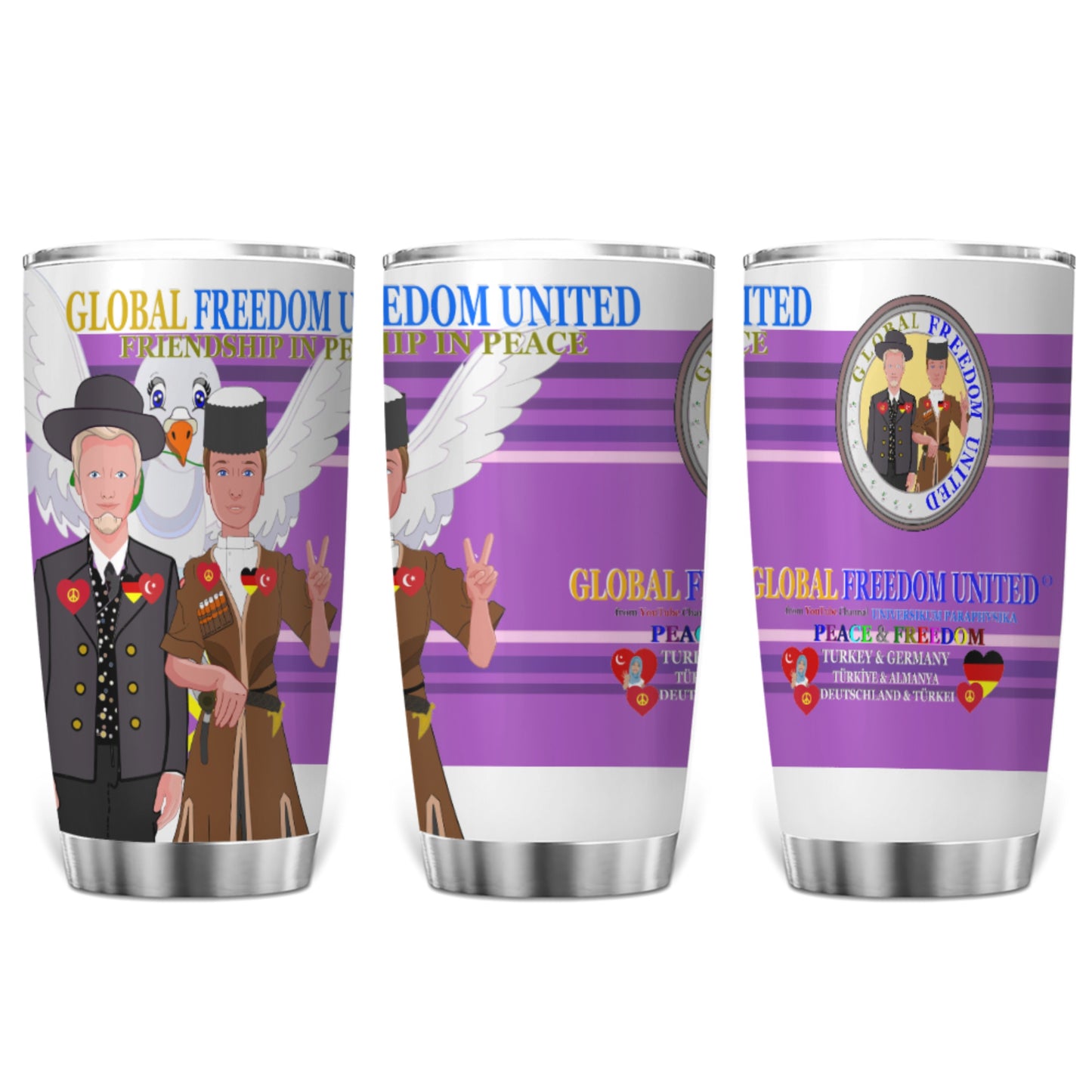 Tumbler Global Freedom United Men Germany & Turkey Old Peace Lilac