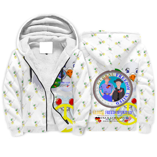 Plush Hoodie GLOBAL FREEDOM UNITED© Men USA & Germany Wight