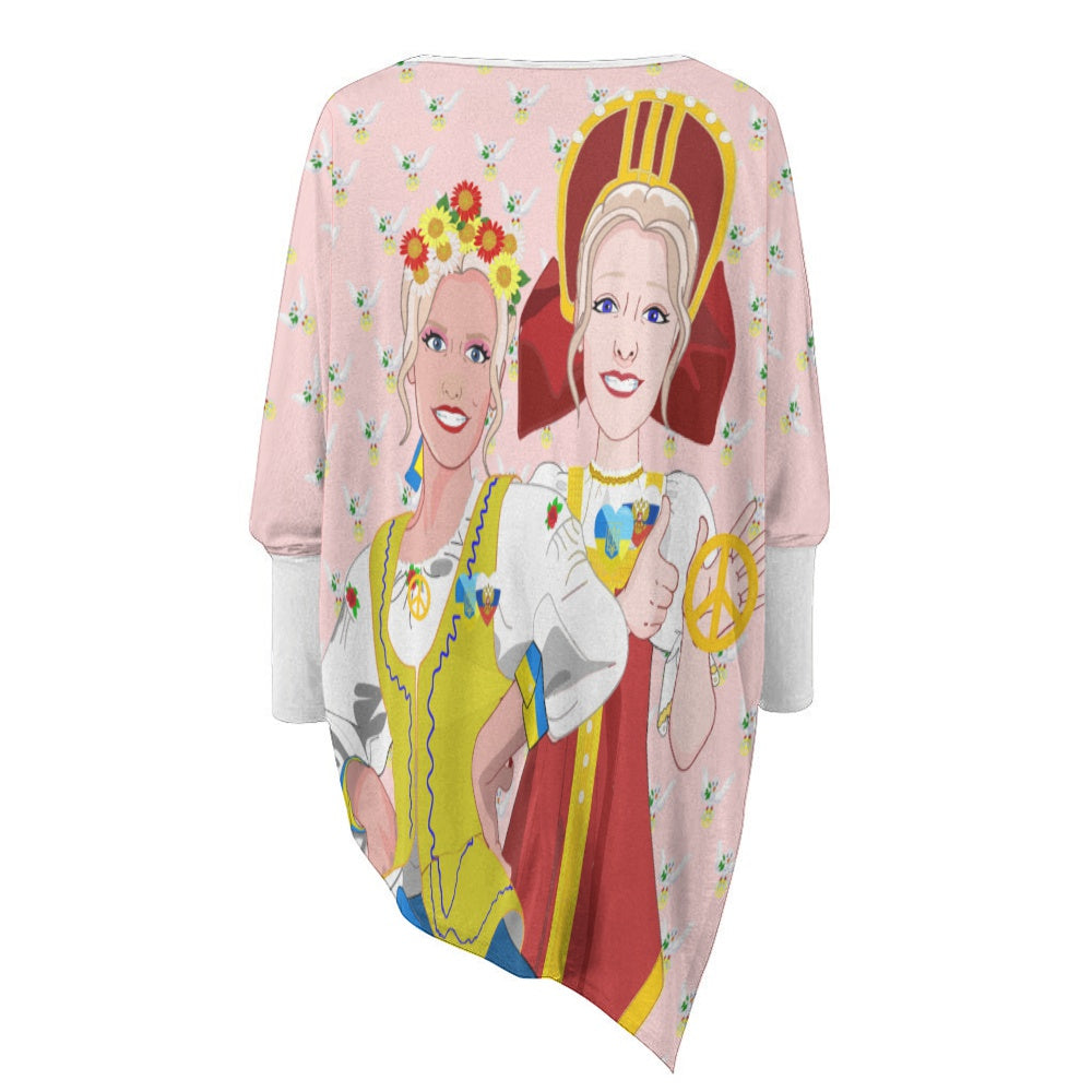 Pullover Long Sleeve T-shirt GLOBAL FREEDOM UNITED© Women Ukraina & Russia  Pink