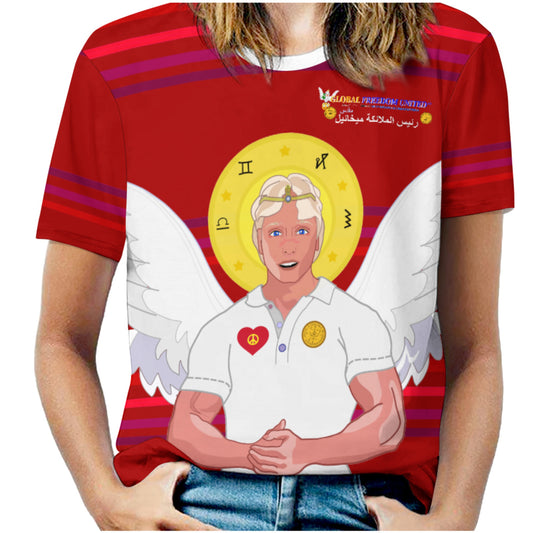 Women´s T-shirt Global Freedom United Archangel Michael Arabic V2 Red
