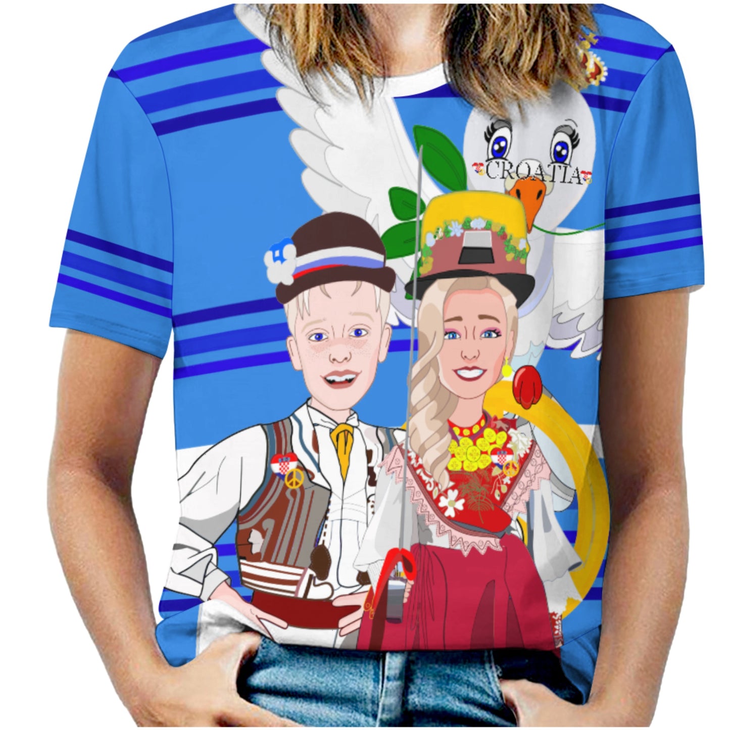 Women´s T-shirt 1 Global Freedom United Couple Edition Croatia  Deep Blue