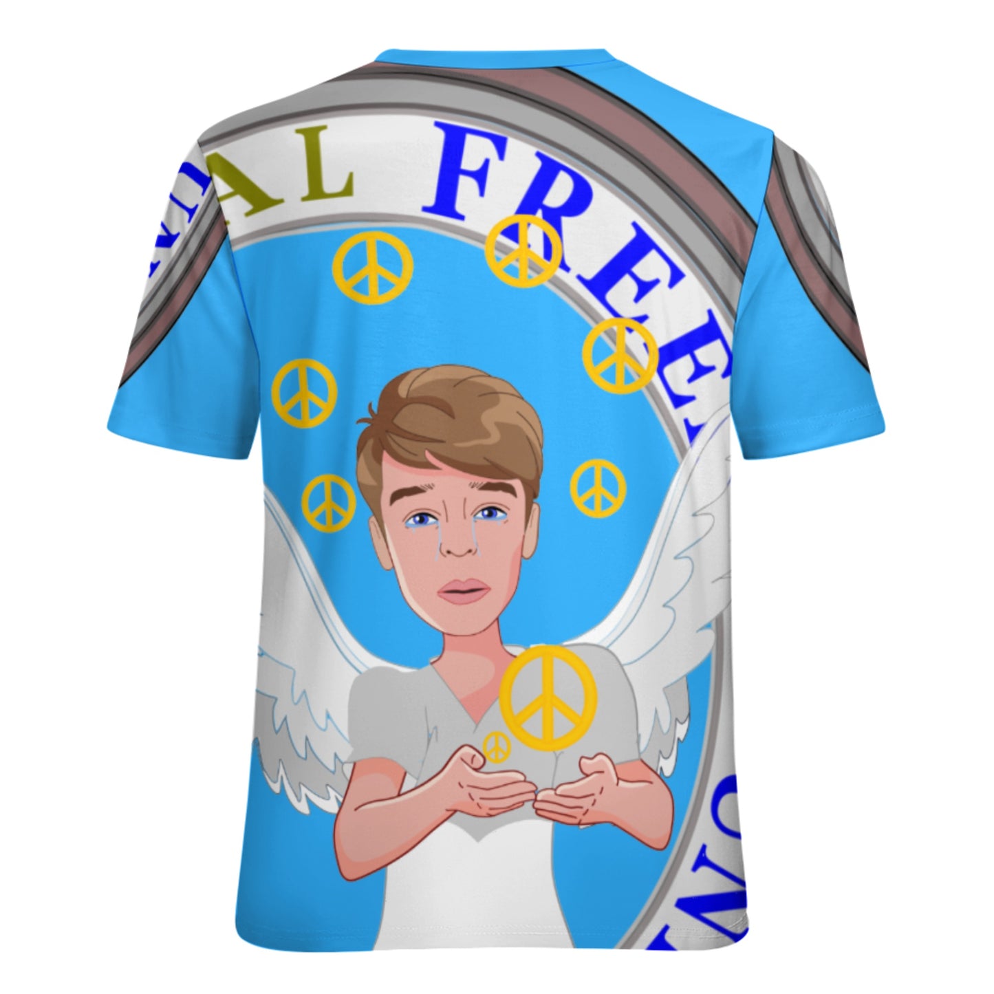 Women´s T-shirt 2 Global Freedom United Boy Peace Of Angel Old Peace Blue