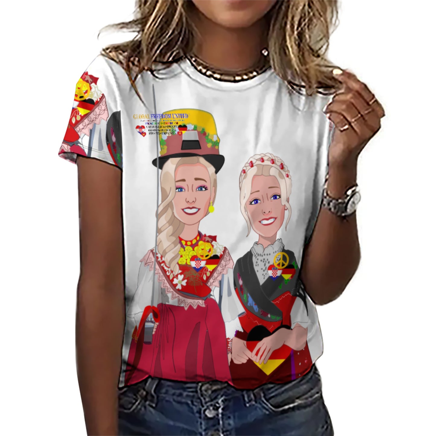 Full Print T-Shirt GLOBAL FREEDOM UNITED© Men Croatia & Germany  V1 Big