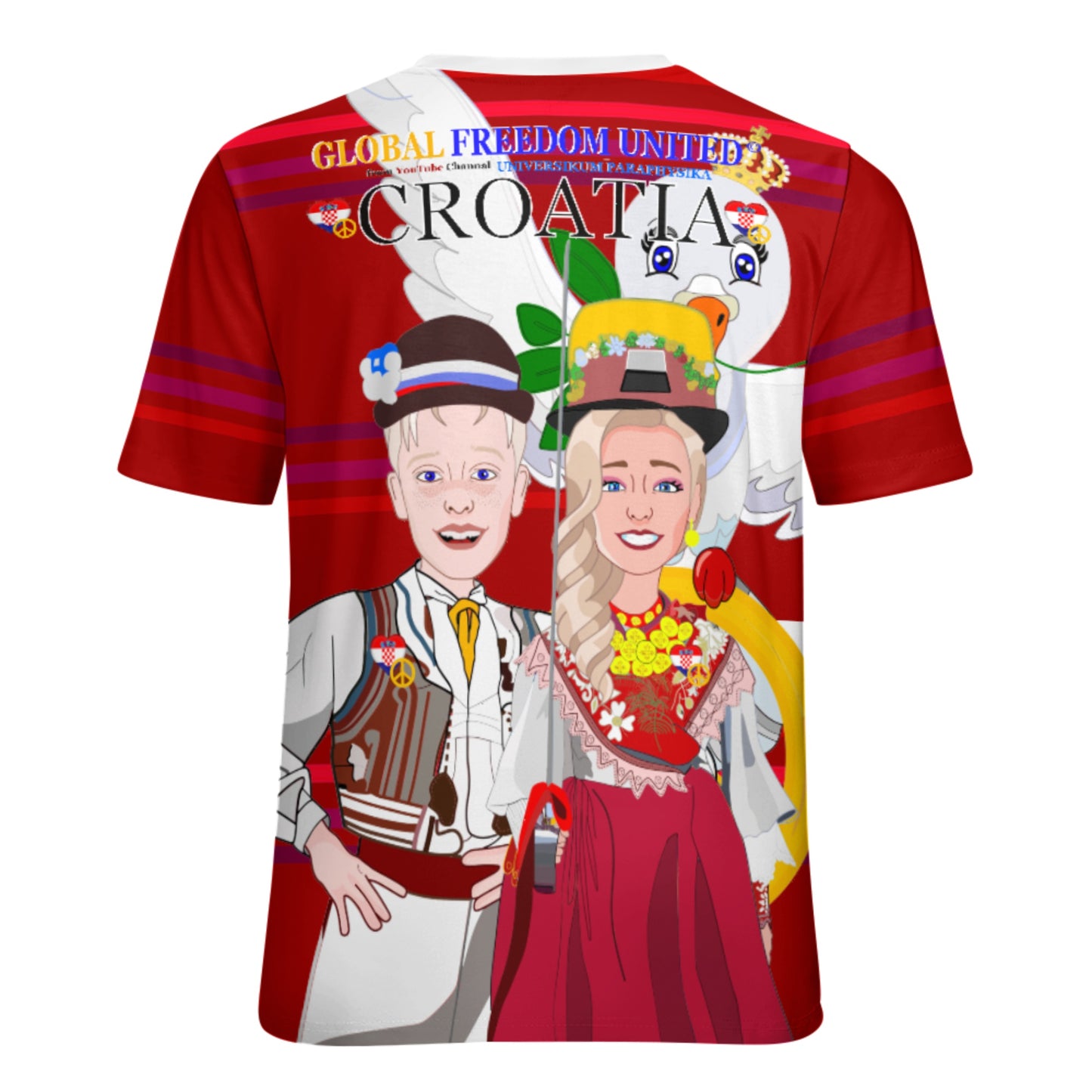 Women´s T-shirt 1 Global Freedom United Couple Edition Croatia Red