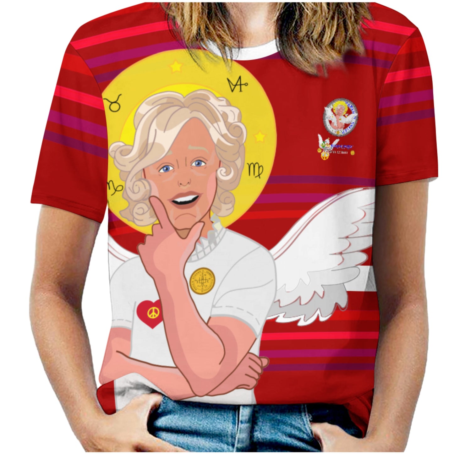 Women´s T-shirt 2 GLOBAL FREEDOM UNITED© Archangel Gabriel German Red