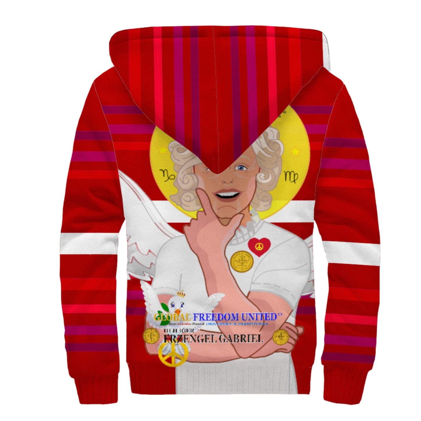 Plush Hoodie Global Freedom United Archangel Gabriel German Red
