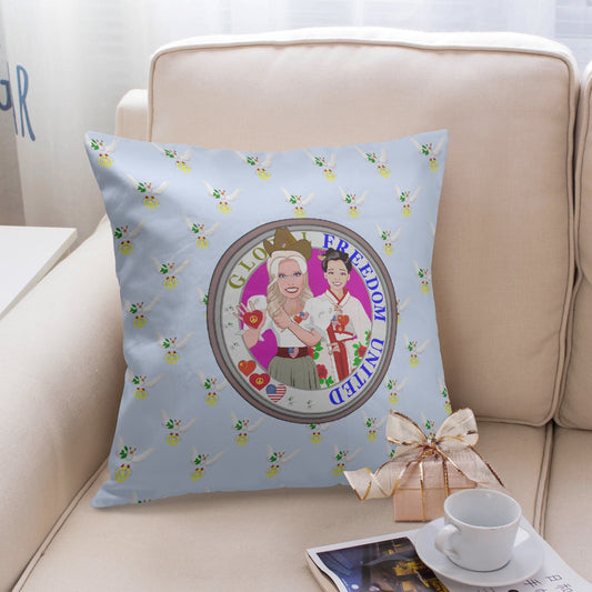 GLOBAL FREEDOM UNITED© Women USA & CHINA Light Blue 18'' Square Pillow Cover