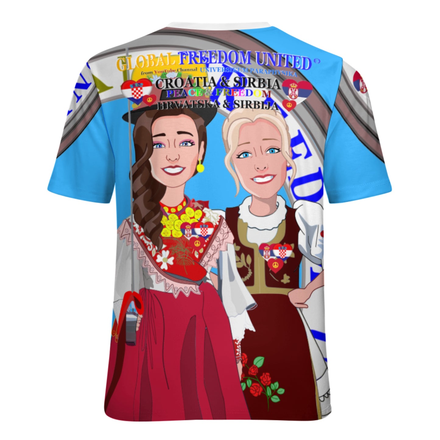 Women´s T-shirt 3 GLOBAL FREEDOM UNITED© Women Croatia & Serbia Blue