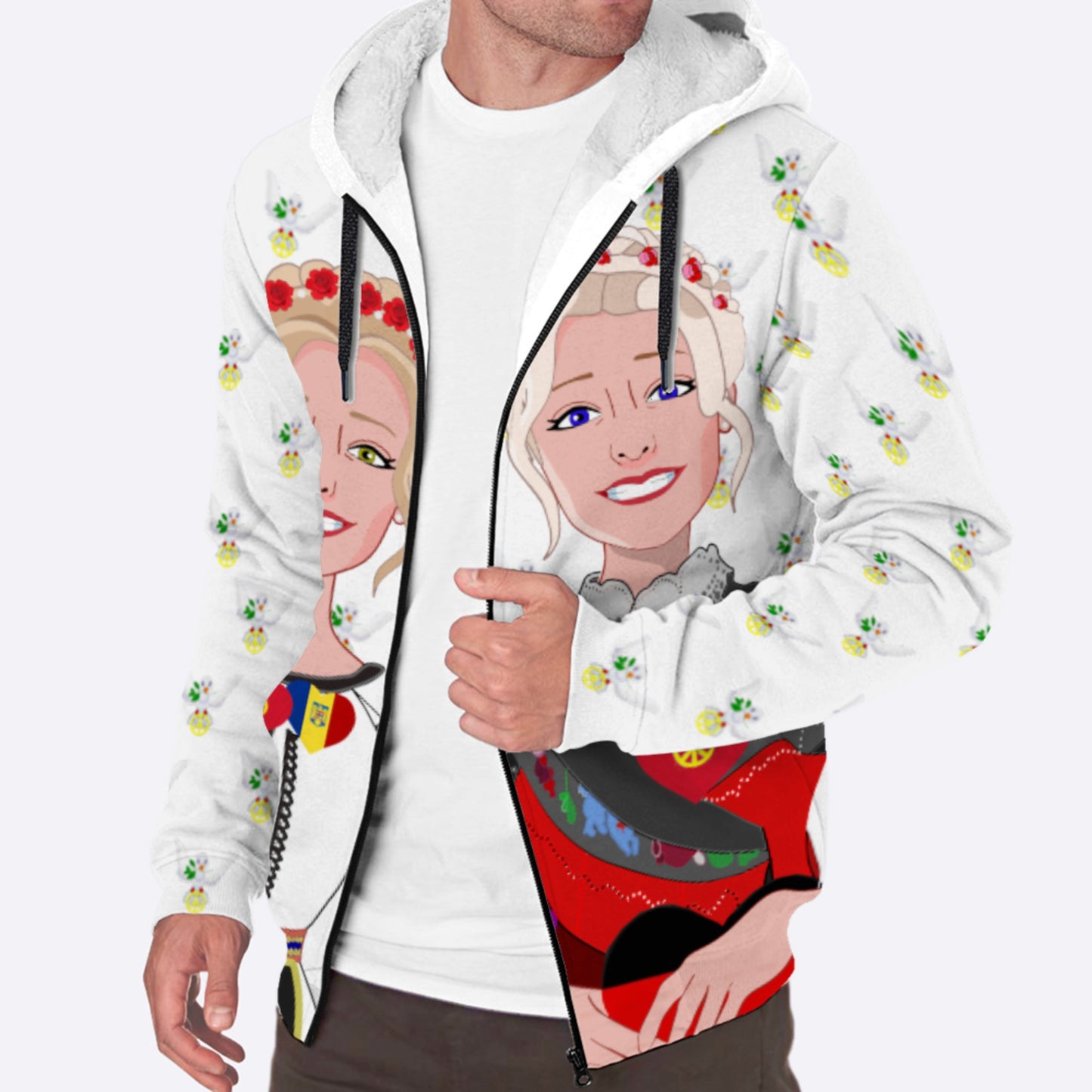 Plush Hoodie GLOBAL FREEDOM UNITED© Women Romania & Germany BIG