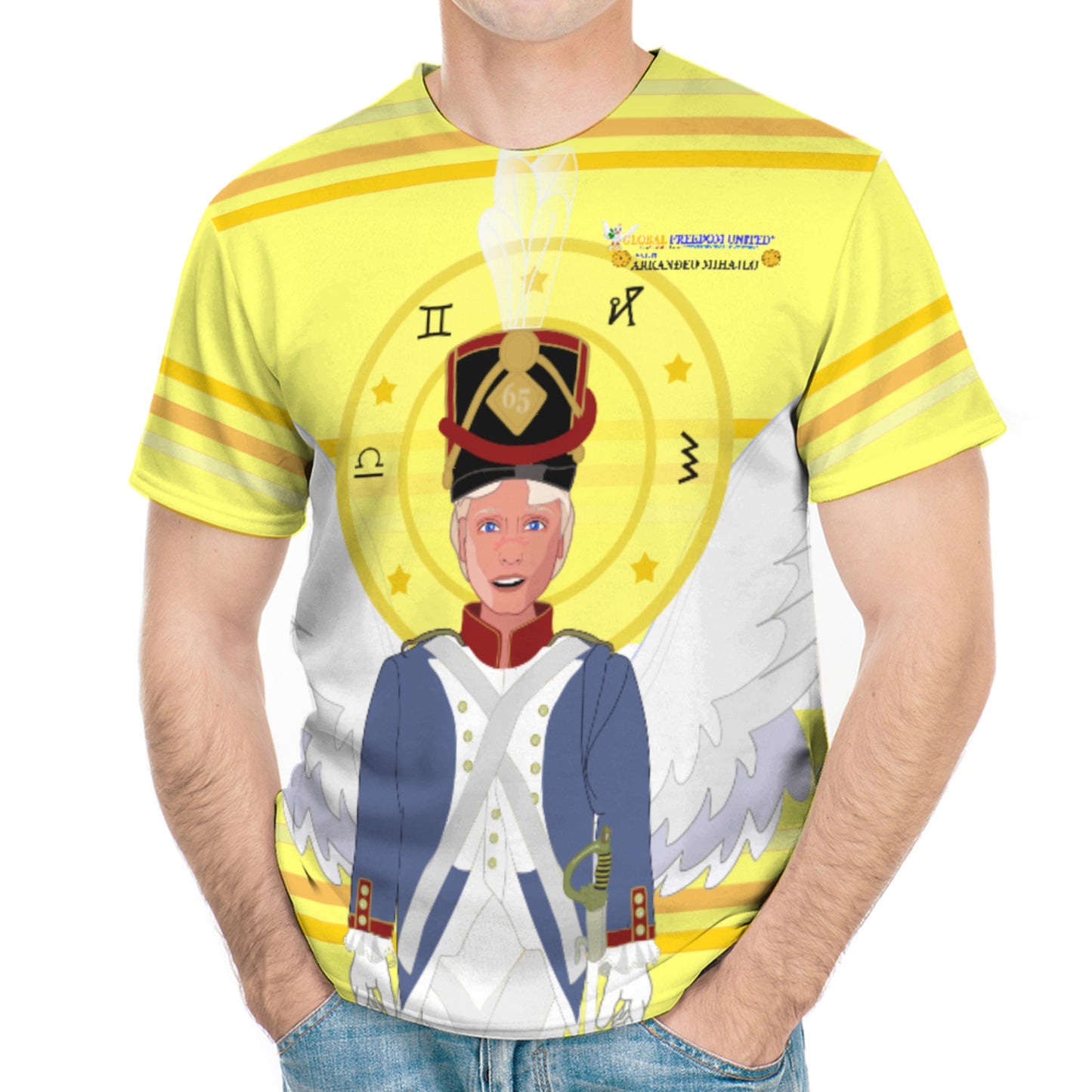 Men´s T-shirt Global Freedom United Archangel Michael Croatia V3 Yellow