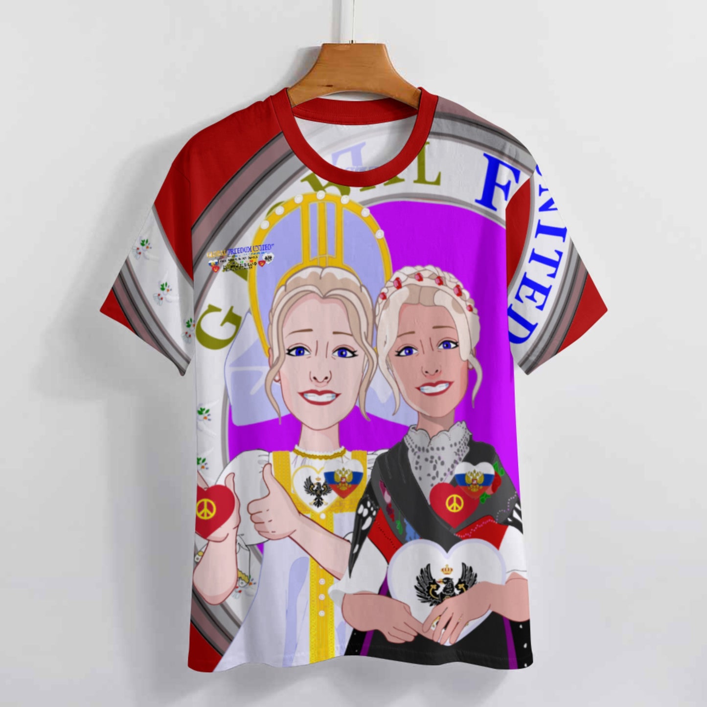 Women´s T-shirt 2 GLOBAL FREEDOM UNITED© Women Prussia & Russia Red