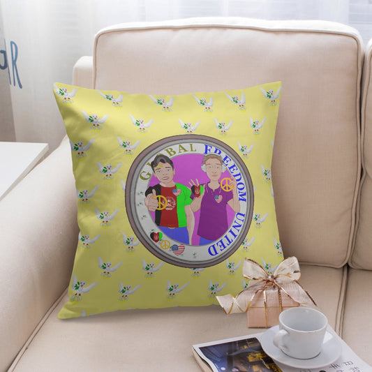 GLOBAL FREEDOM UNITED©  Men AFGHANISTAN & USA YELLOW 18'' Square Pillow Cover