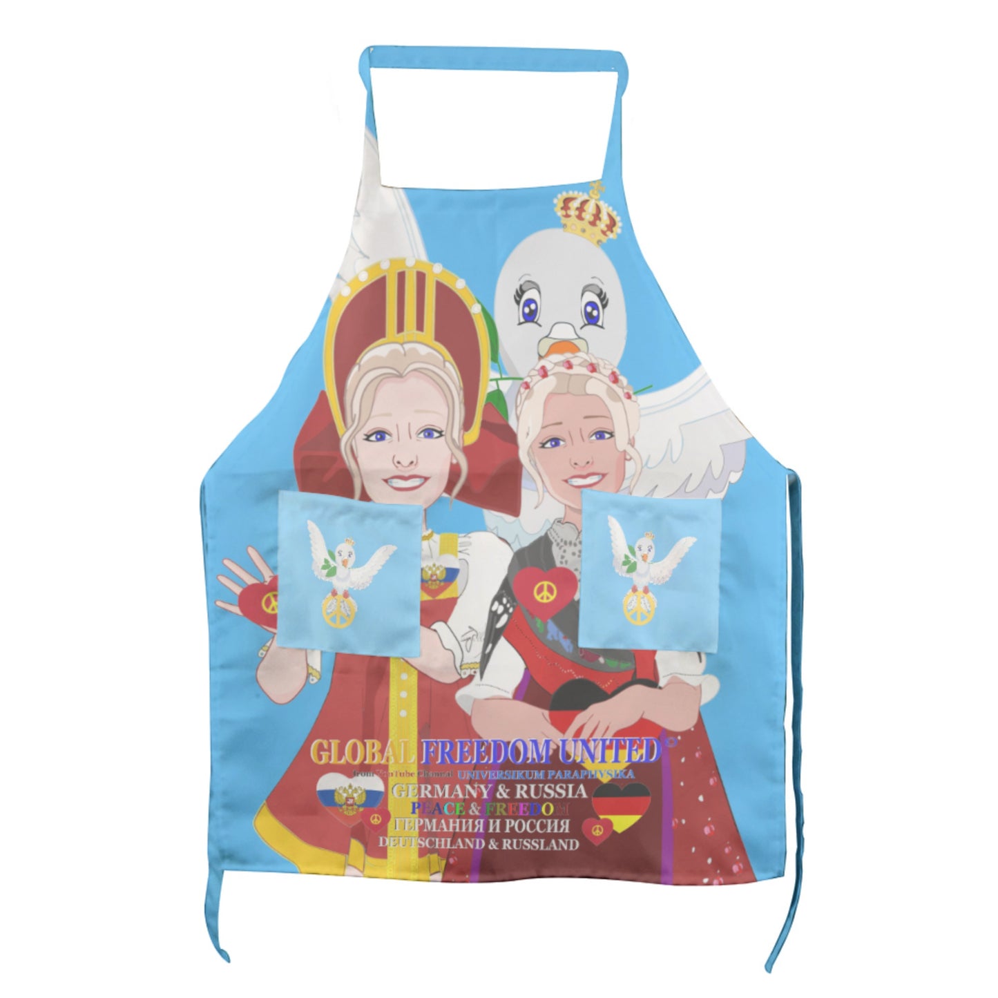 Apron GLOBAL FREEDOM UNITED© Women Russia & Germany Blue