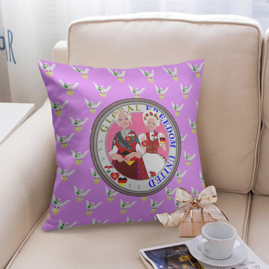 GLOBAL FREEDOM UNITED© Women GERMANY & HUNGARY Lilac 18'' Square Pillow Cover