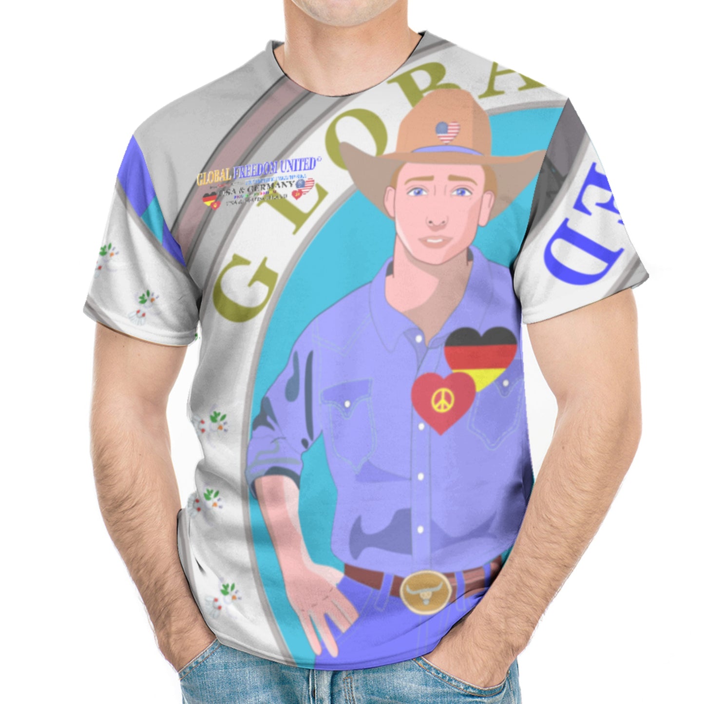 Men´s T-shirt GLOBAL FREEDOM UNITED© Men USA & Germany V2 Grey