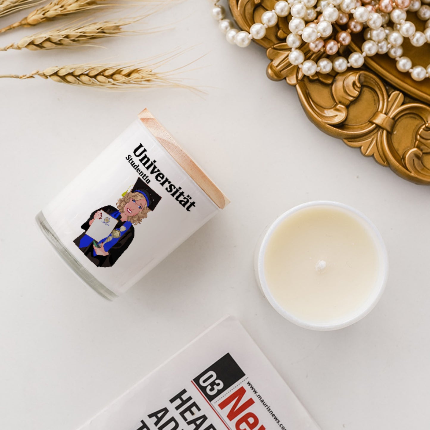 Scented Soy Candle Global Freedom United Student Girl Golden Place Blond Hair 2