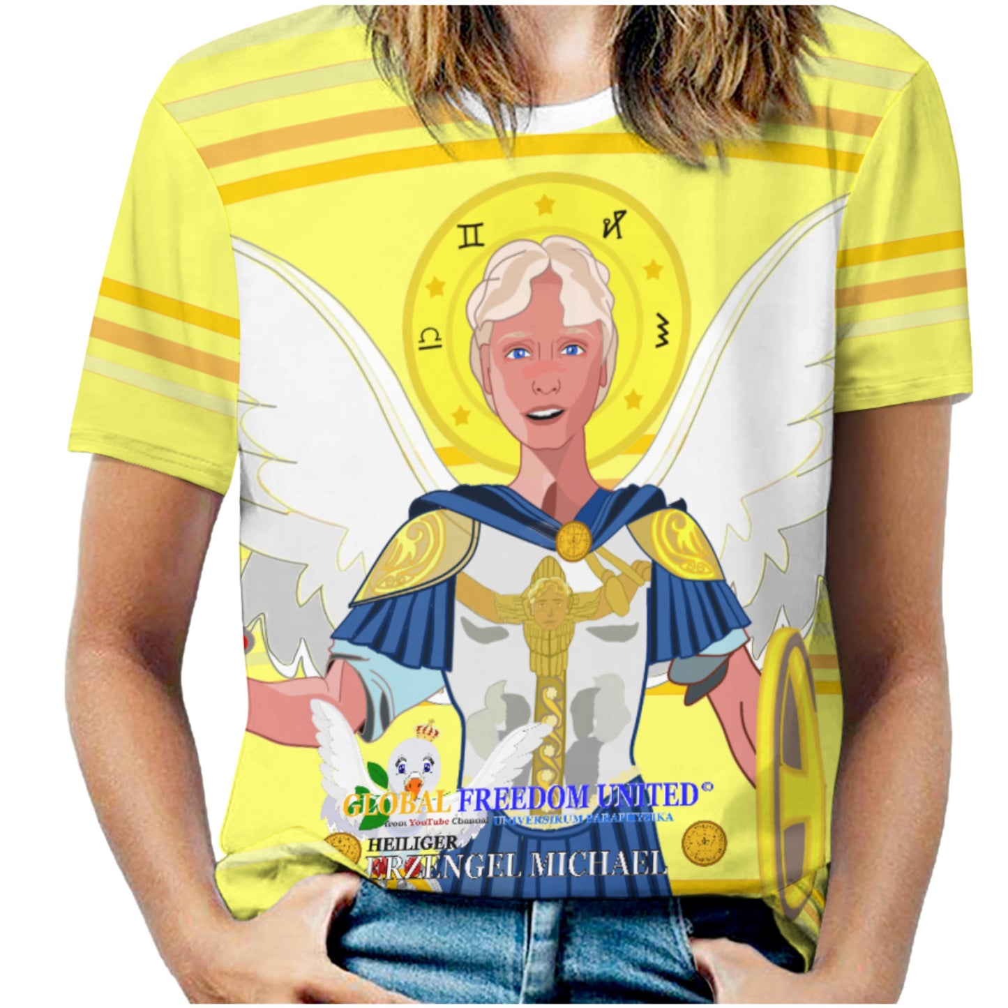 Women´s T-shirt 2 Global Freedom United Archangel Michael Yellow
